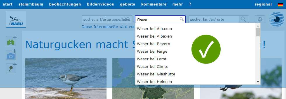 Perfekt benannt: mehrere gut unterscheidbare Gebiete mit dem Namensbestandteil ‚Weser‘